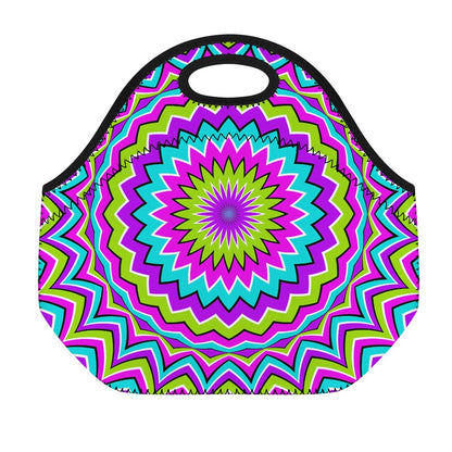 Dizzy Circle Moving Optical Illusion Neoprene Lunch Bag