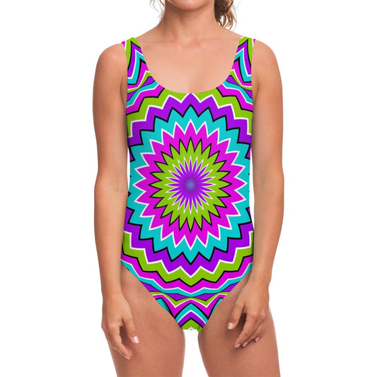 Dizzy Circle Moving Optical Illusion One Piece Swimsuit