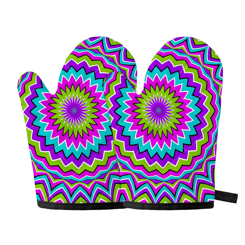 Dizzy Circle Moving Optical Illusion Oven Mitts