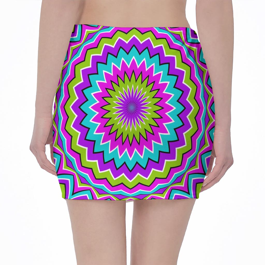 Dizzy Circle Moving Optical Illusion Pencil Mini Skirt