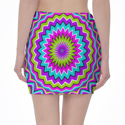 Dizzy Circle Moving Optical Illusion Pencil Mini Skirt