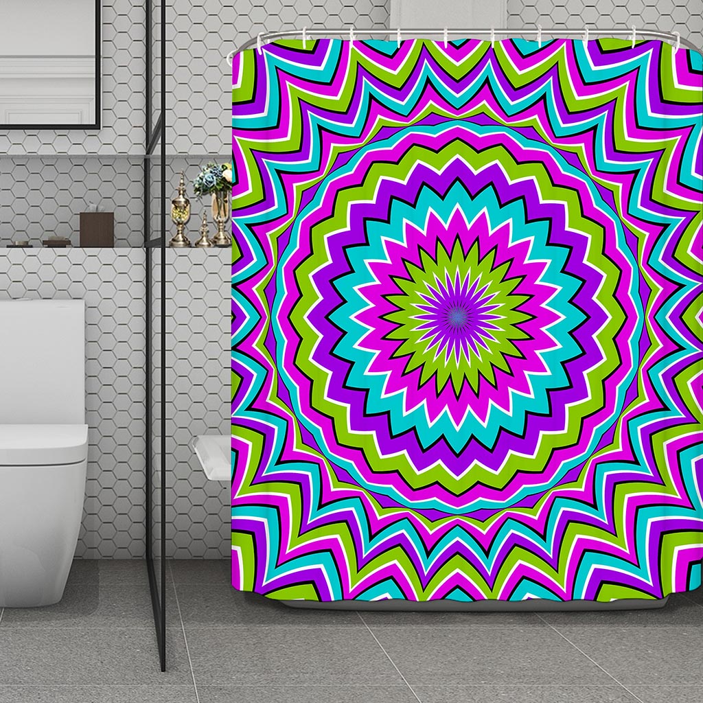 Dizzy Circle Moving Optical Illusion Polyester Shower Curtain