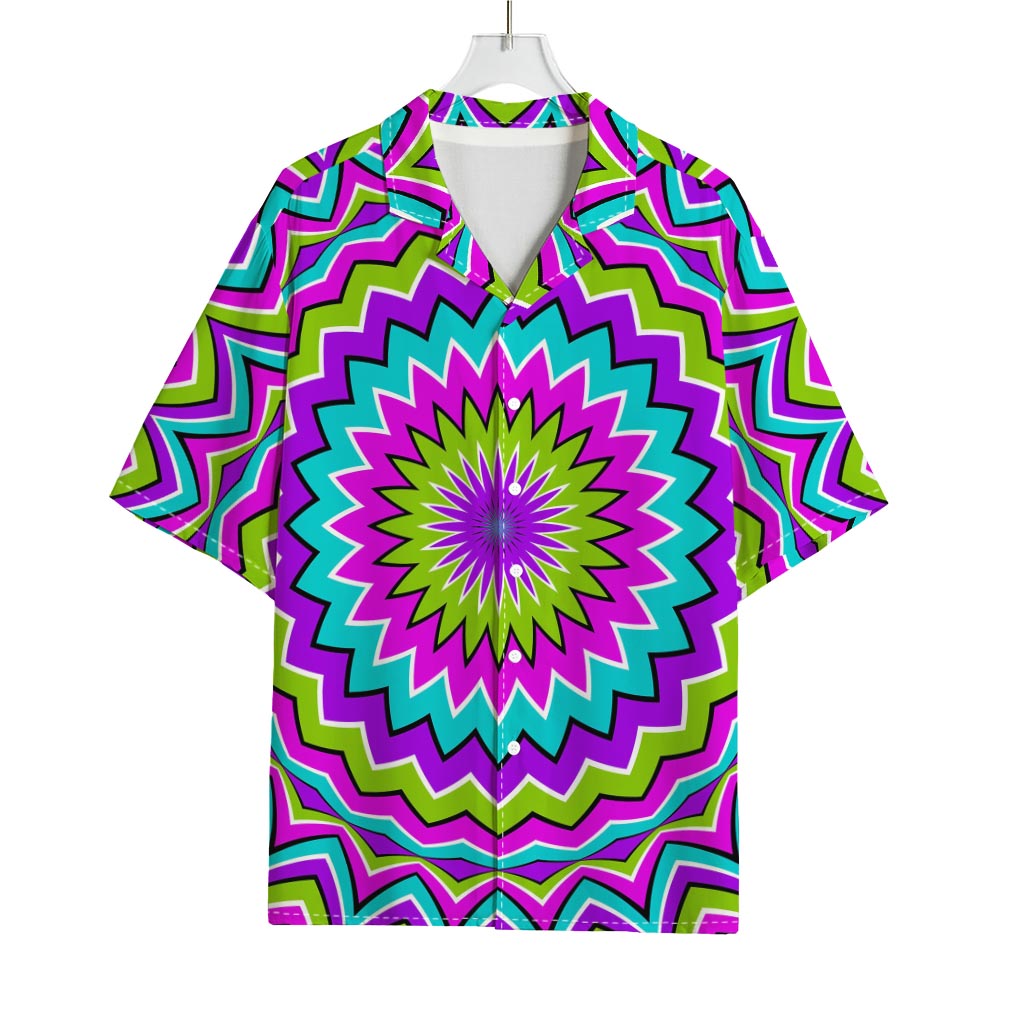 Dizzy Circle Moving Optical Illusion Rayon Hawaiian Shirt