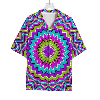 Dizzy Circle Moving Optical Illusion Rayon Hawaiian Shirt