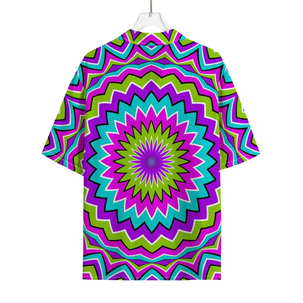 Dizzy Circle Moving Optical Illusion Rayon Hawaiian Shirt