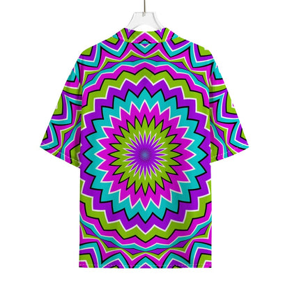 Dizzy Circle Moving Optical Illusion Rayon Hawaiian Shirt