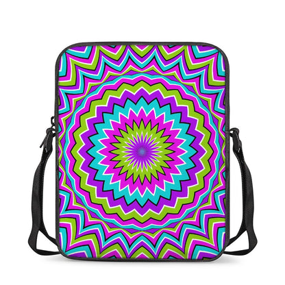 Dizzy Circle Moving Optical Illusion Rectangular Crossbody Bag