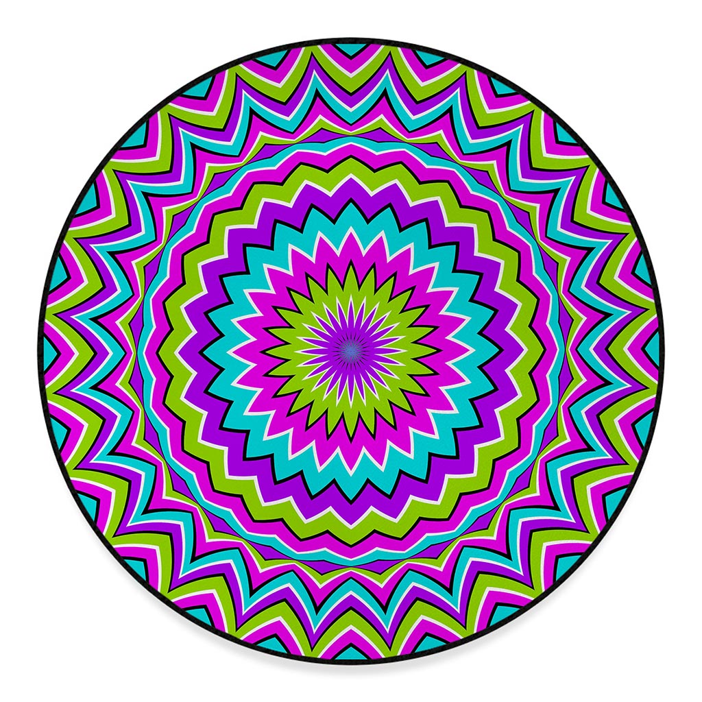 Dizzy Circle Moving Optical Illusion Round Floor Mat