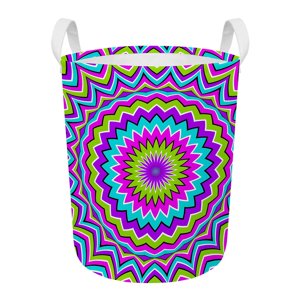 Dizzy Circle Moving Optical Illusion Round Laundry Basket