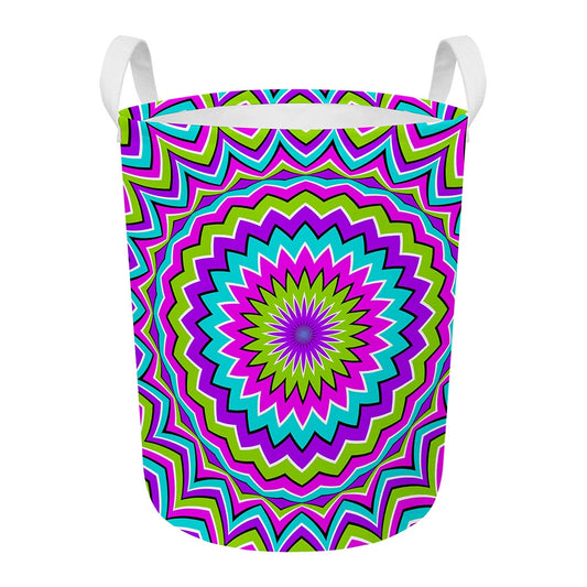 Dizzy Circle Moving Optical Illusion Round Laundry Basket