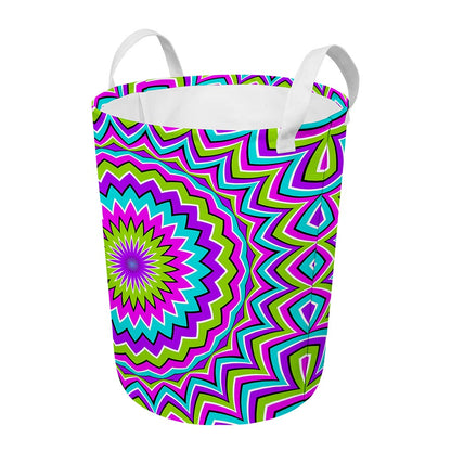 Dizzy Circle Moving Optical Illusion Round Laundry Basket