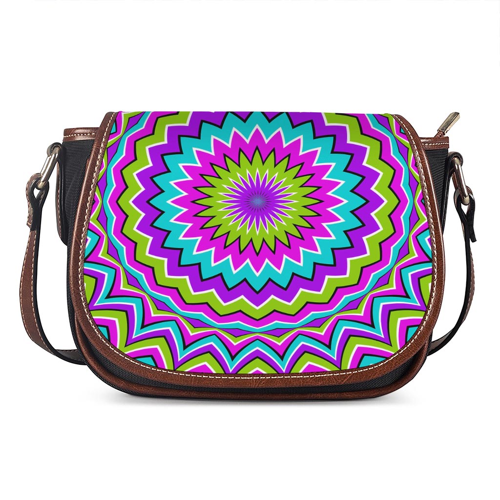 Dizzy Circle Moving Optical Illusion Saddle Bag