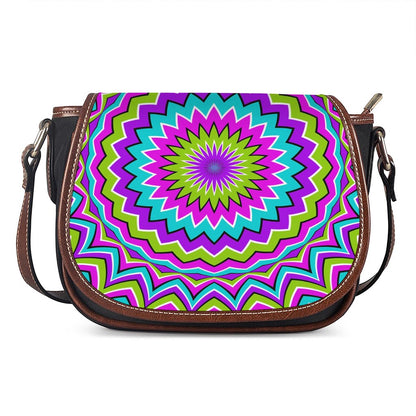 Dizzy Circle Moving Optical Illusion Saddle Bag