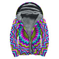 Dizzy Circle Moving Optical Illusion Sherpa Lined Zip Up Hoodie