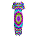 Dizzy Circle Moving Optical Illusion Short Sleeve Long Nightdress