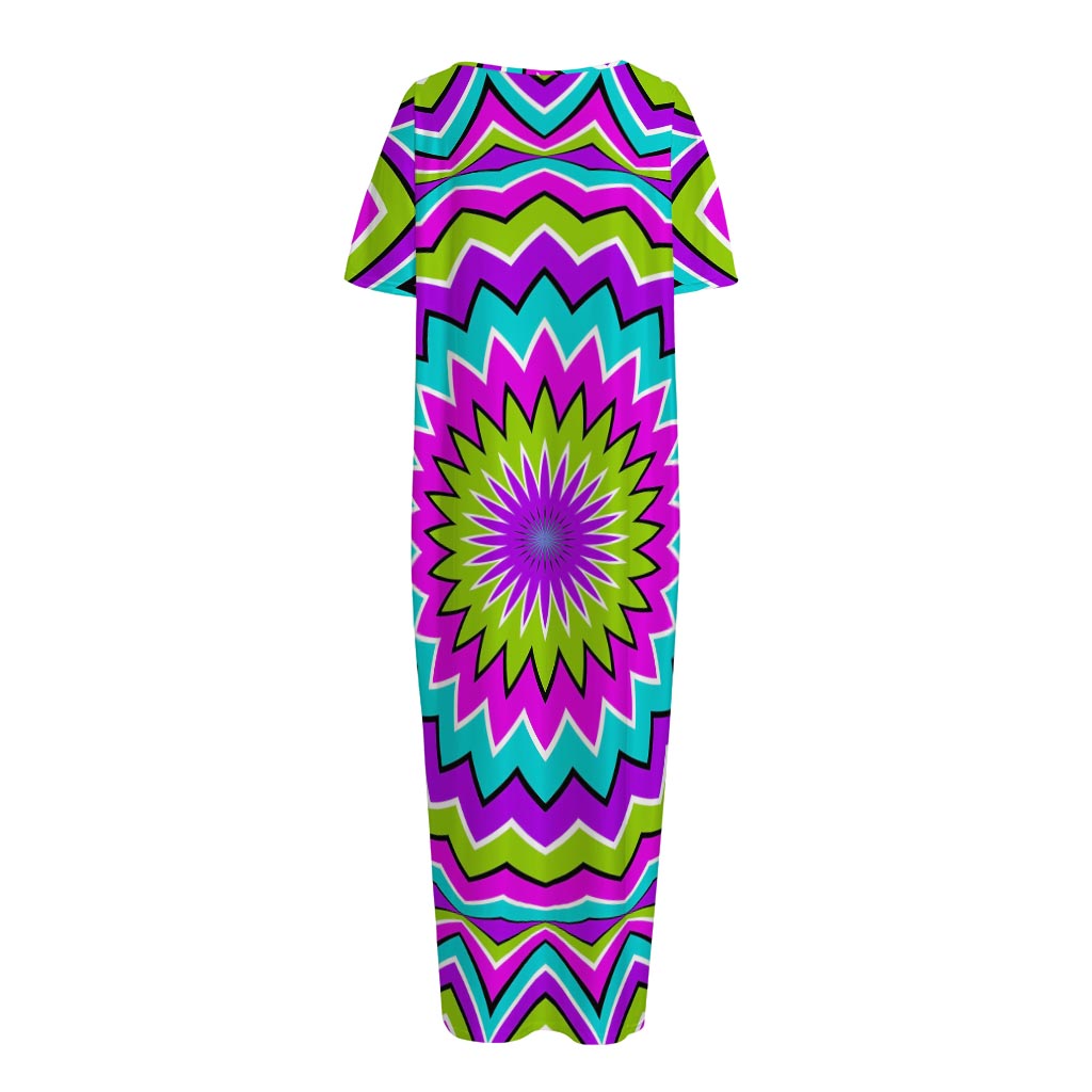 Dizzy Circle Moving Optical Illusion Short Sleeve Long Nightdress