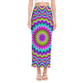 Dizzy Circle Moving Optical Illusion Side Slit Maxi Skirt