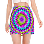 Dizzy Circle Moving Optical Illusion Side Slit Mini Skirt