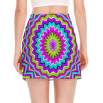 Dizzy Circle Moving Optical Illusion Side Slit Mini Skirt