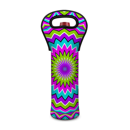 Dizzy Circle Moving Optical Illusion Single Neoprene Wine Tote