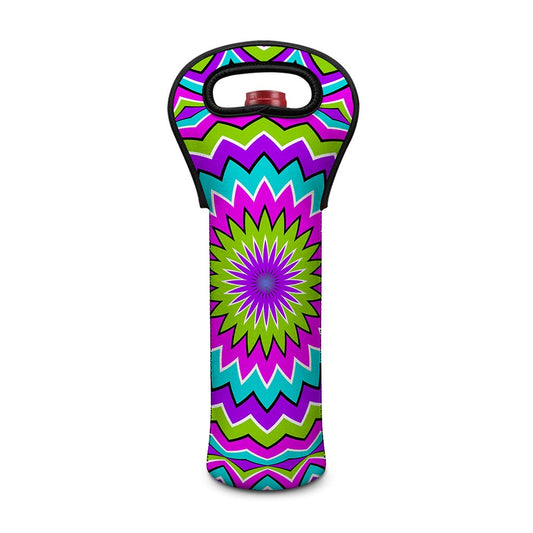Dizzy Circle Moving Optical Illusion Single Neoprene Wine Tote
