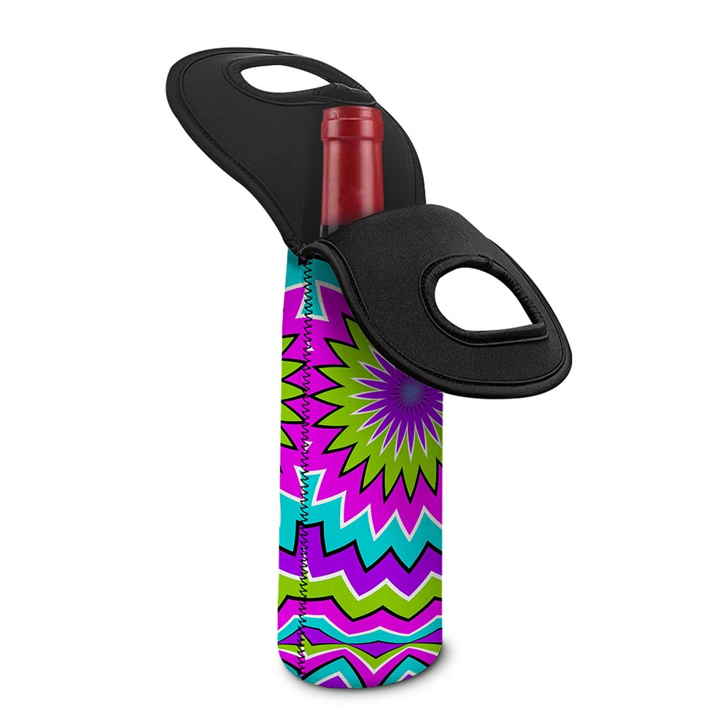Dizzy Circle Moving Optical Illusion Single Neoprene Wine Tote