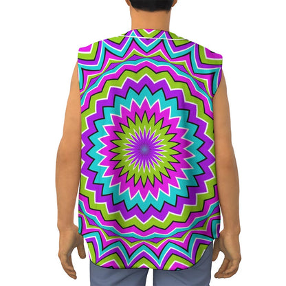 Dizzy Circle Moving Optical Illusion Sleeveless Baseball Jersey