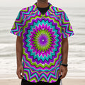 Dizzy Circle Moving Optical Illusion Textured Short Sleeve Shirt