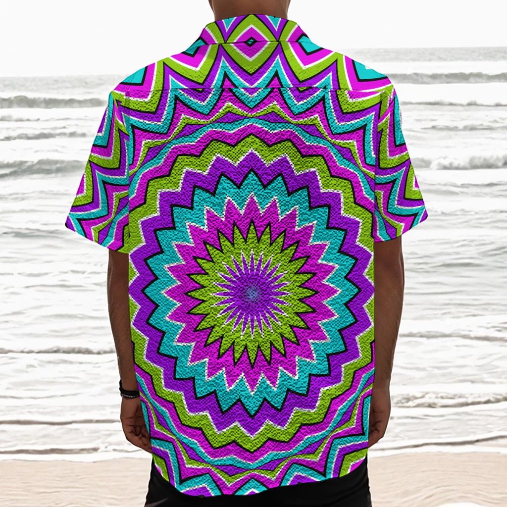 Dizzy Circle Moving Optical Illusion Textured Short Sleeve Shirt