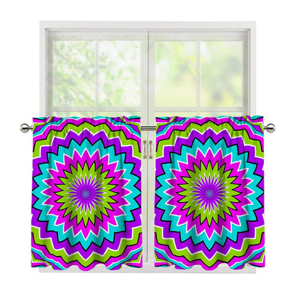 Dizzy Circle Moving Optical Illusion Tier Curtains