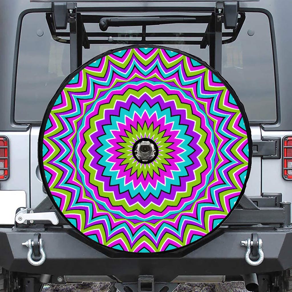 Dizzy Circle Moving Optical Illusion Tire Cover With Camera Hole