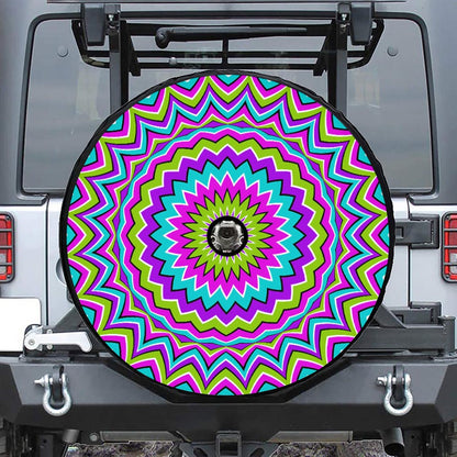 Dizzy Circle Moving Optical Illusion Tire Cover With Camera Hole