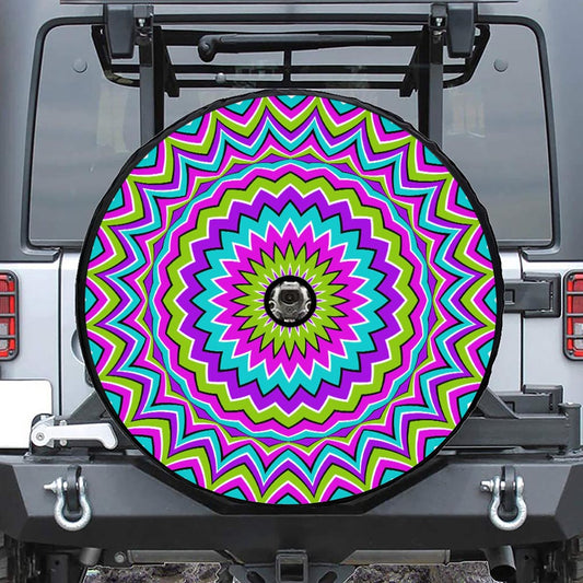 Dizzy Circle Moving Optical Illusion Tire Cover With Camera Hole