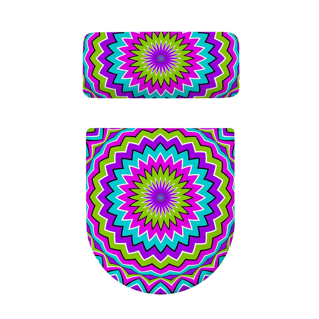 Dizzy Circle Moving Optical Illusion Toilet Lid And Tank Cover Set