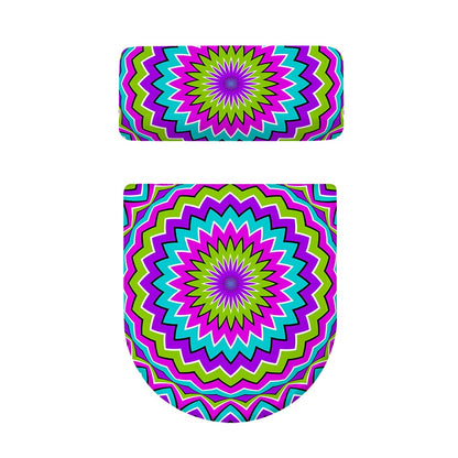 Dizzy Circle Moving Optical Illusion Toilet Lid And Tank Cover Set