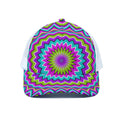 Dizzy Circle Moving Optical Illusion White Mesh Trucker Hat