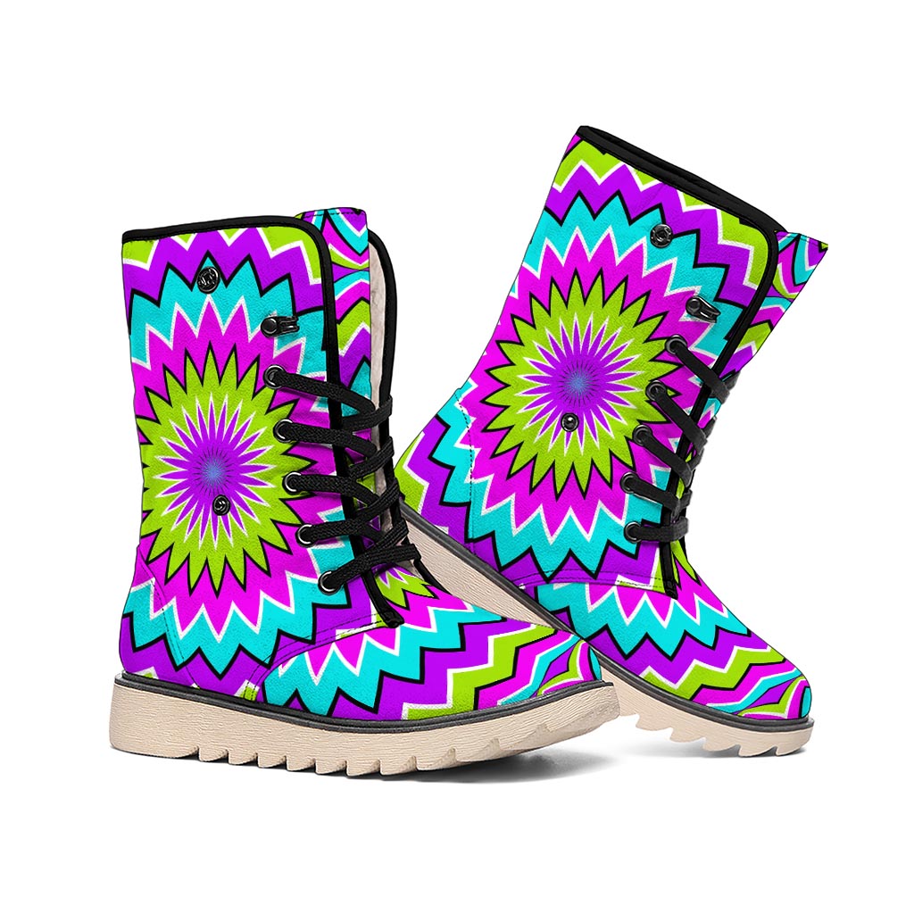 Dizzy Circle Moving Optical Illusion Winter Boots