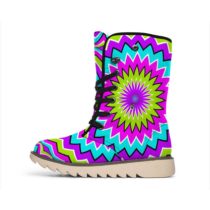 Dizzy Circle Moving Optical Illusion Winter Boots