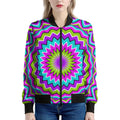 Dizzy Circle Moving Optical Illusion Women's Bomber Jacket
