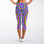 Dizzy Circle Moving Optical Illusion Women's Capri Leggings