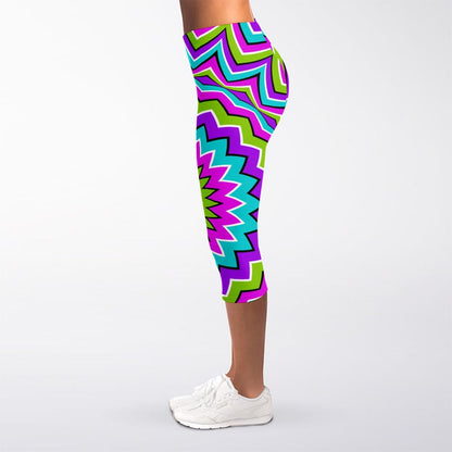 Dizzy Circle Moving Optical Illusion Women's Capri Leggings