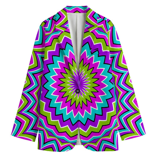 Dizzy Circle Moving Optical Illusion Women's Cotton Blazer