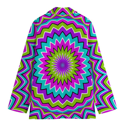 Dizzy Circle Moving Optical Illusion Women's Cotton Blazer