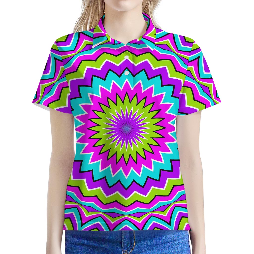 Dizzy Circle Moving Optical Illusion Women's Polo Shirt