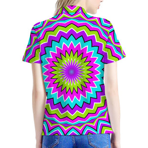 Dizzy Circle Moving Optical Illusion Women's Polo Shirt