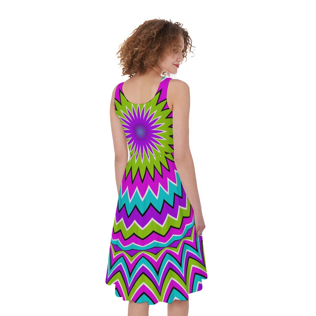Dizzy Circle Moving Optical Illusion Women's Sleeveless Dress