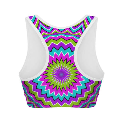 Dizzy Circle Moving Optical Illusion Women's Sports Bra
