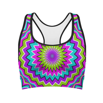 Dizzy Circle Moving Optical Illusion Women's Sports Bra