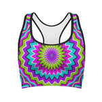 Dizzy Circle Moving Optical Illusion Women's Sports Bra