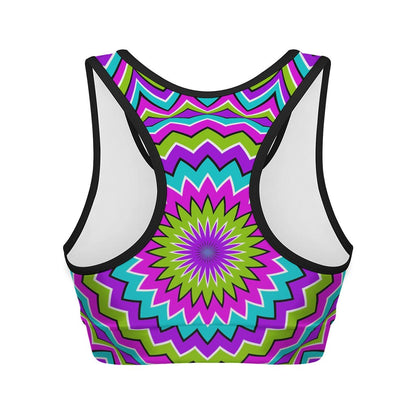 Dizzy Circle Moving Optical Illusion Women's Sports Bra
